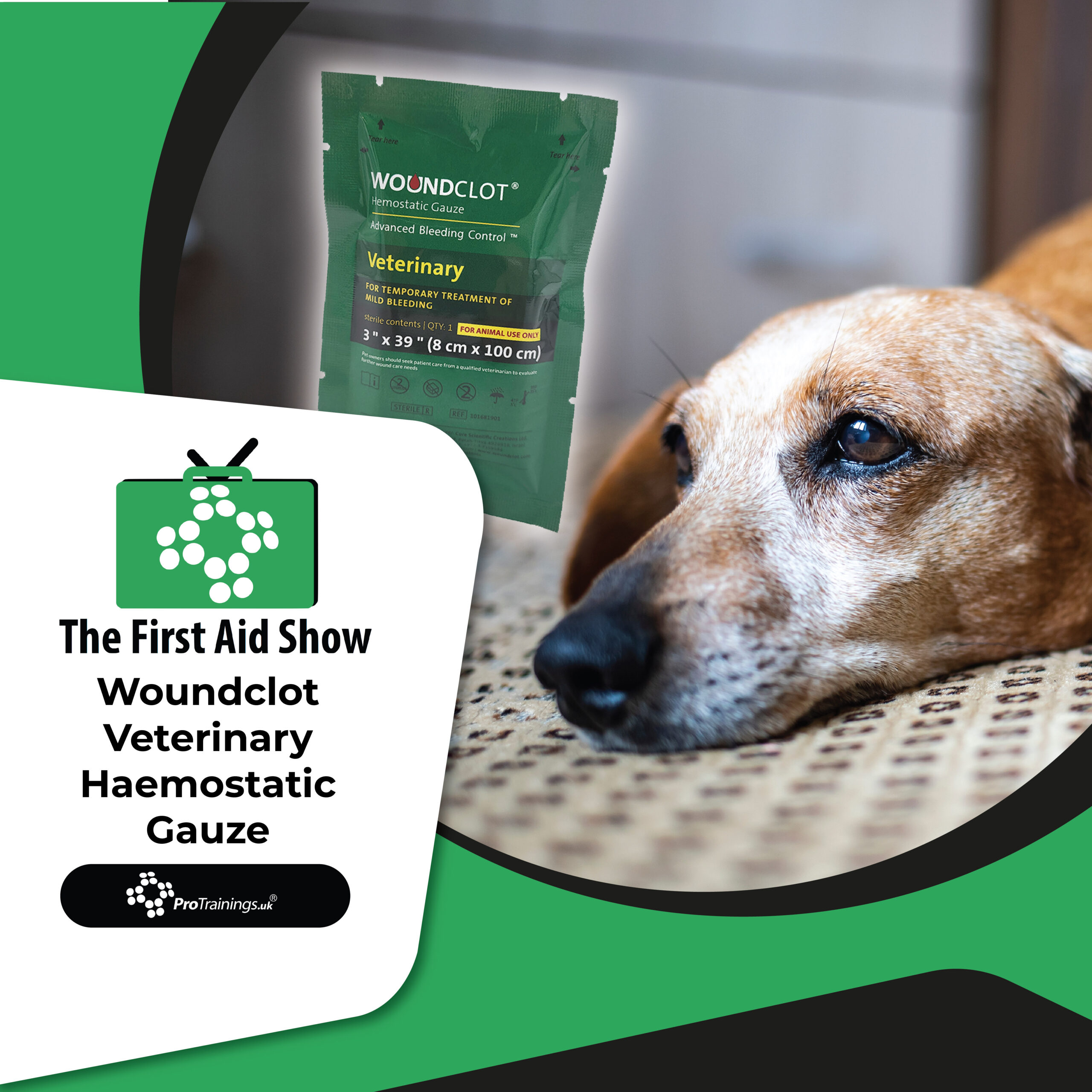 Woundclot Veterinary Haemostatic Gauze - The First Aid Show - Gauze Ingestion In Dogs Prevention